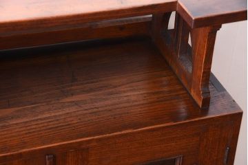 アンティーク家具　和製アンティーク　飾り台付きの上品な古いブックケース(本箱)