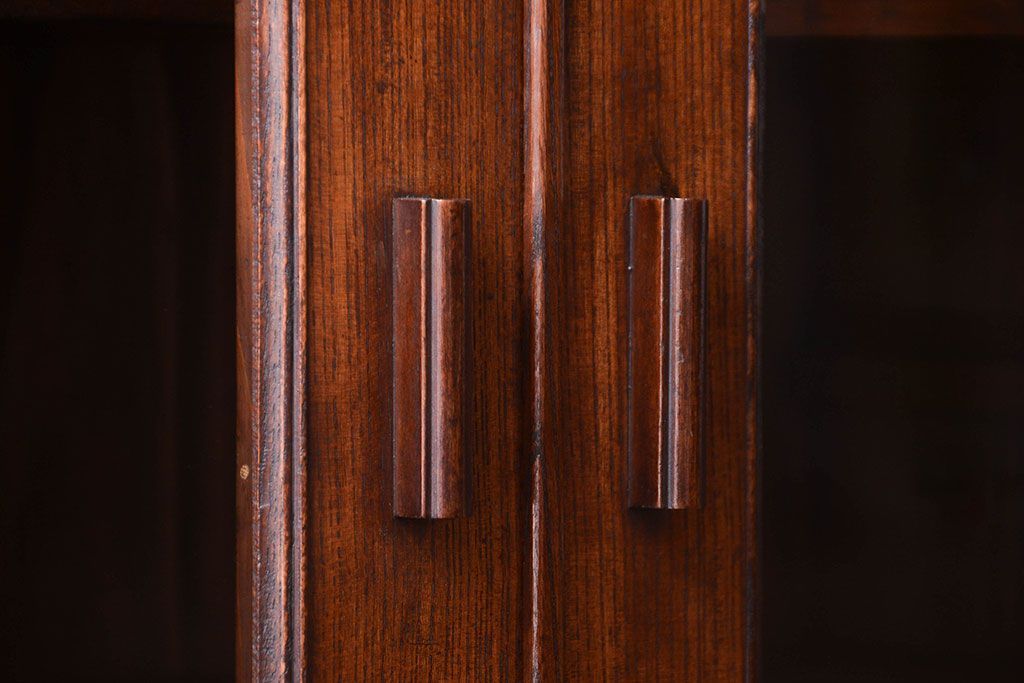 アンティーク家具　和製アンティーク　飾り台付きの上品な古いブックケース(本箱)