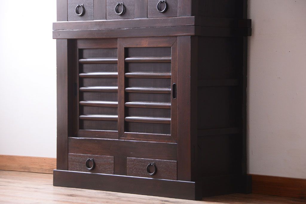 アンティーク家具　古民具・骨董　明治期　京都産　三尺水屋箪笥(1)