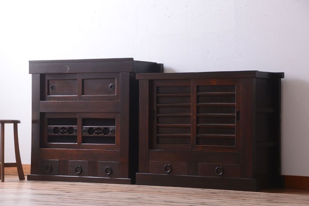 アンティーク家具　古民具・骨董　明治期　京都産　三尺水屋箪笥(1)