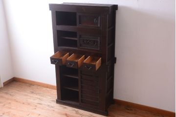 アンティーク家具　古民具・骨董　明治期　京都産　三尺水屋箪笥(2)
