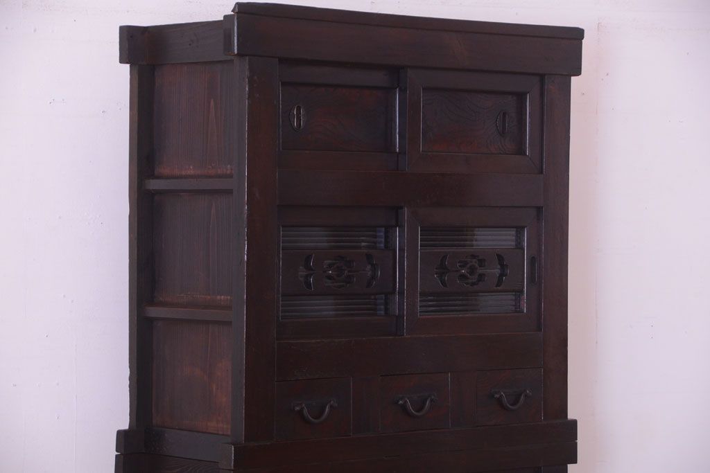 アンティーク家具　古民具・骨董　明治期　京都産　三尺水屋箪笥(2)