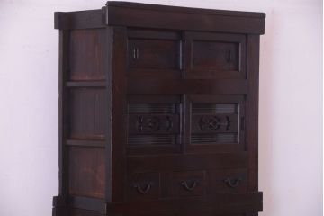 アンティーク家具　古民具・骨董　明治期　京都産　三尺水屋箪笥(2)