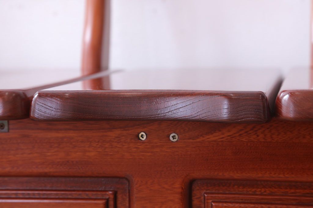 中古　伝統木芸士　石橋武士作　欅製　2人掛けベンチ(チェア・椅子)(定価16万5千円)