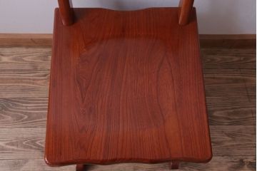 中古　伝統木芸士　石橋武士作　欅製　1人掛けベンチ(チェア・椅子)(定価7万8千円)(1)