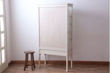 アンティーク家具　アンティーク オリジナルペイントのケビントガラスケース(収納棚、キャビネット)(2)