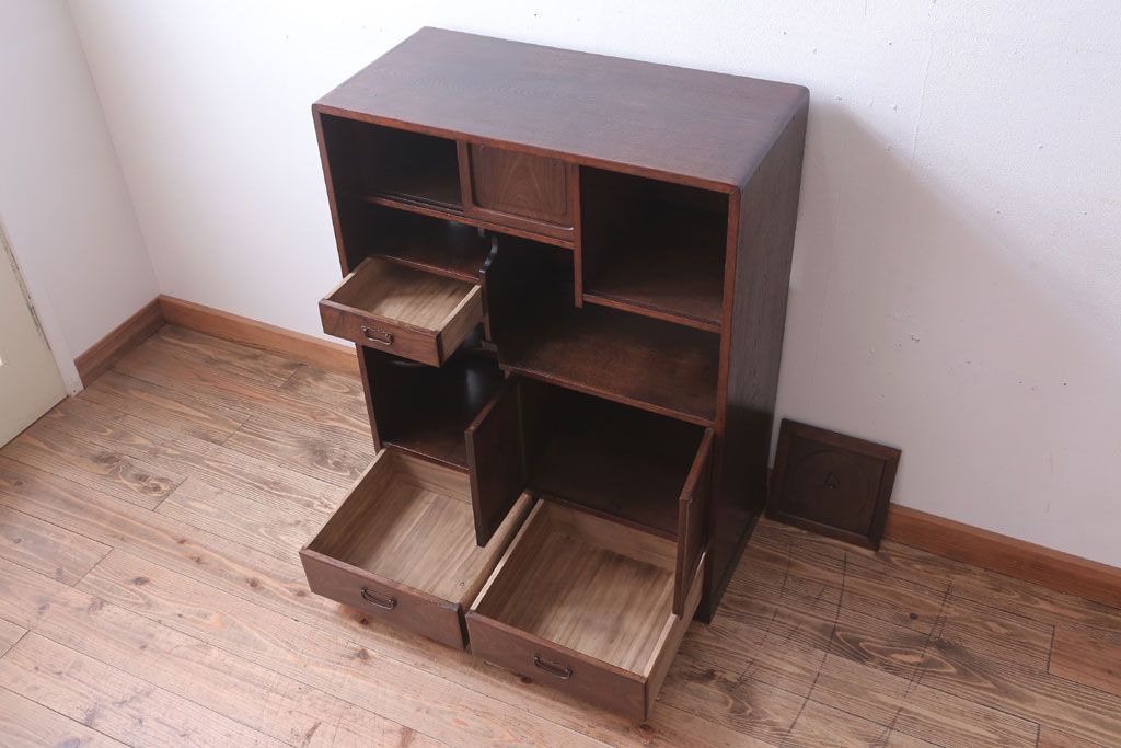 アンティーク家具　古民具・骨董　大正期　桑材製!上手物の高級アンティーク飾り棚