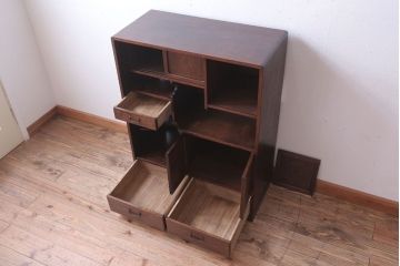 アンティーク家具　古民具・骨董　大正期　桑材製!上手物の高級アンティーク飾り棚