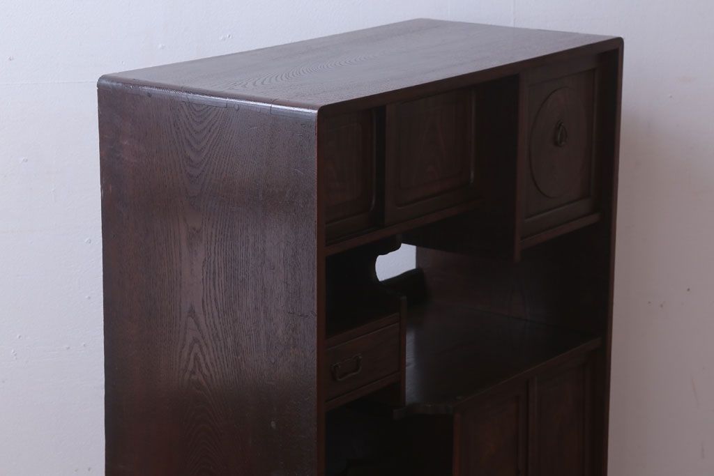 アンティーク家具　古民具・骨董　大正期　桑材製!上手物の高級アンティーク飾り棚