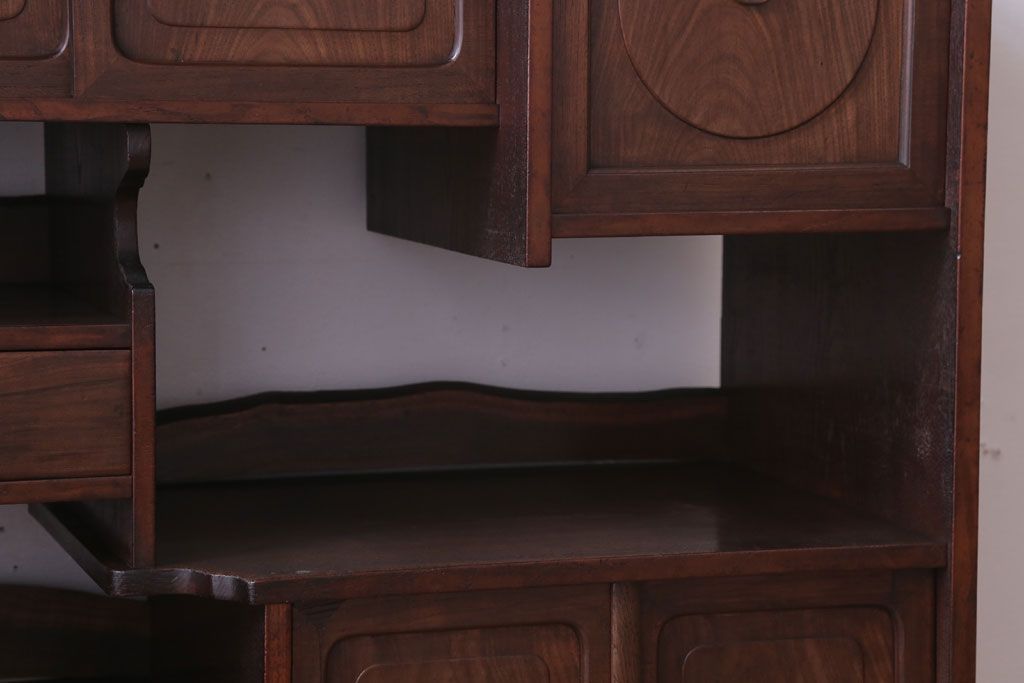アンティーク家具　古民具・骨董　大正期　桑材製!上手物の高級アンティーク飾り棚