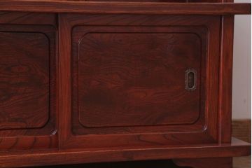アンティーク家具　和製アンティーク　透かし彫り入り!三方欅材の茶棚(飾り棚)