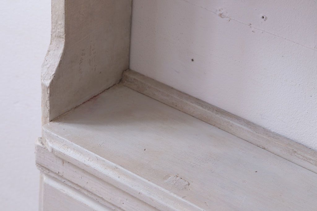 アンティーク家具　海外アンティーク　デザインガラス入り!古いペイント壁掛け戸棚