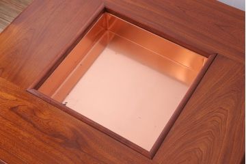 アンティーク雑貨　中古　伝統木芸士　石橋武士作　欅製　炉付きテーブル(定価65万円)