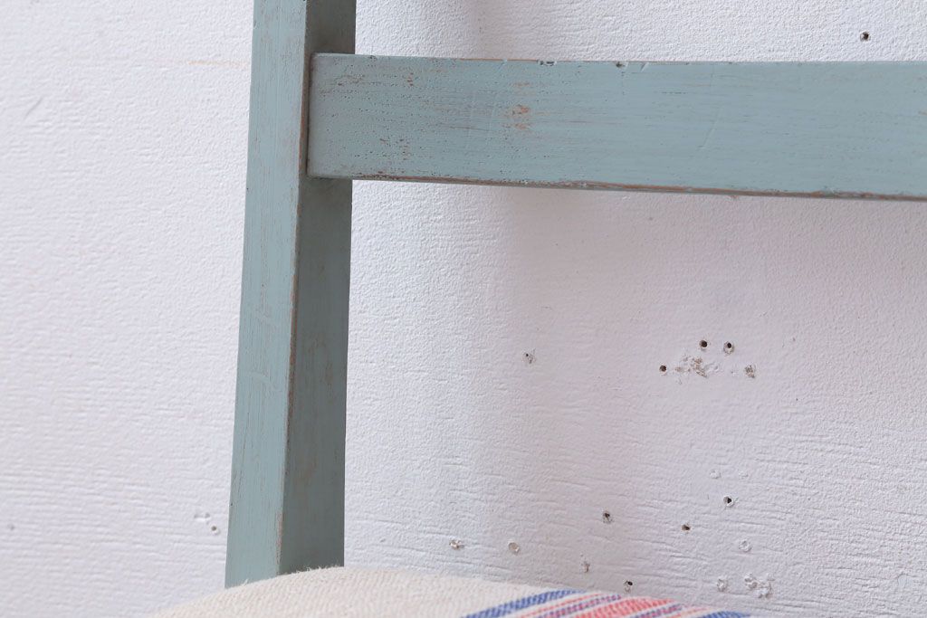 アンティーク家具　アンティークペイント　アンティークリネン座面のチェア(椅子)(3)