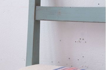 アンティーク家具　アンティークペイント　アンティークリネン座面のチェア(椅子)(3)