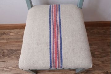 アンティーク家具　アンティークペイント　アンティークリネン座面のチェア(椅子)(3)