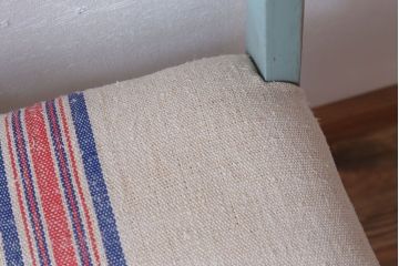 アンティーク家具　アンティークペイント　アンティークリネン座面のチェア(椅子)(3)