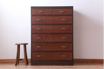 レトロ家具　昭和レトロ　シンプルデザイン!古い木のアンティークチェスト