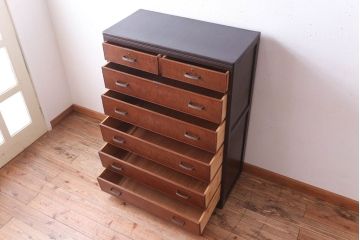 レトロ家具　昭和レトロ　シンプルデザイン!古い木のアンティークチェスト