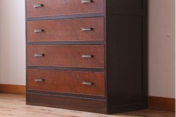 レトロ家具　昭和レトロ　シンプルデザイン!古い木のアンティークチェスト