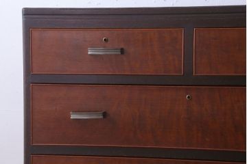 レトロ家具　昭和レトロ　シンプルデザイン!古い木のアンティークチェスト