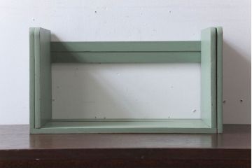 アンティーク雑貨　アンティークペイント　グレーがかったグリーンのスライド本立て