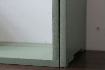 アンティーク雑貨　アンティークペイント　グレーがかったグリーンのスライド本立て