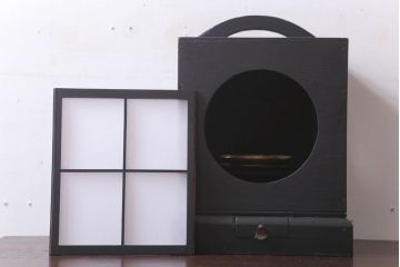 アンティーク雑貨　アンティークペイント　つや消しブラックの有明行灯