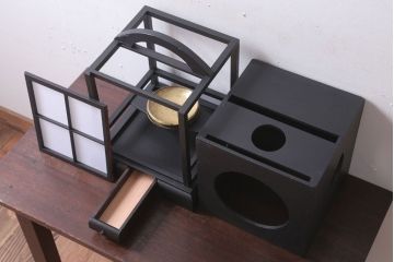 アンティーク雑貨　アンティークペイント　つや消しブラックの有明行灯