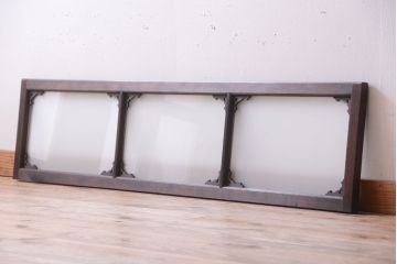 大正ロマン　すりガラス入り!上品な木製明り取り(2)