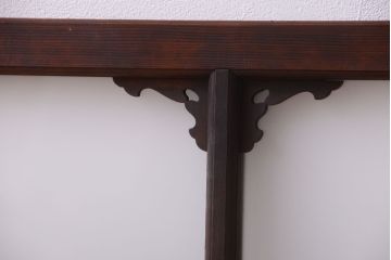 大正ロマン　すりガラス入り!上品な木製明り取り(2)