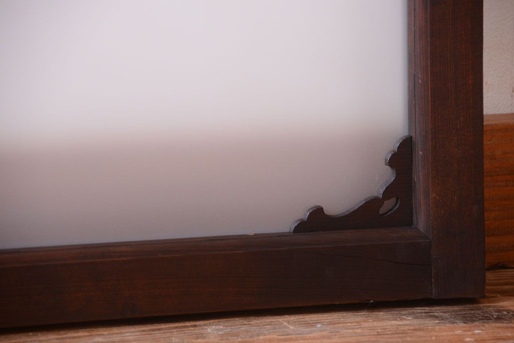 大正ロマン　すりガラス入り!上品な木製明り取り(2)