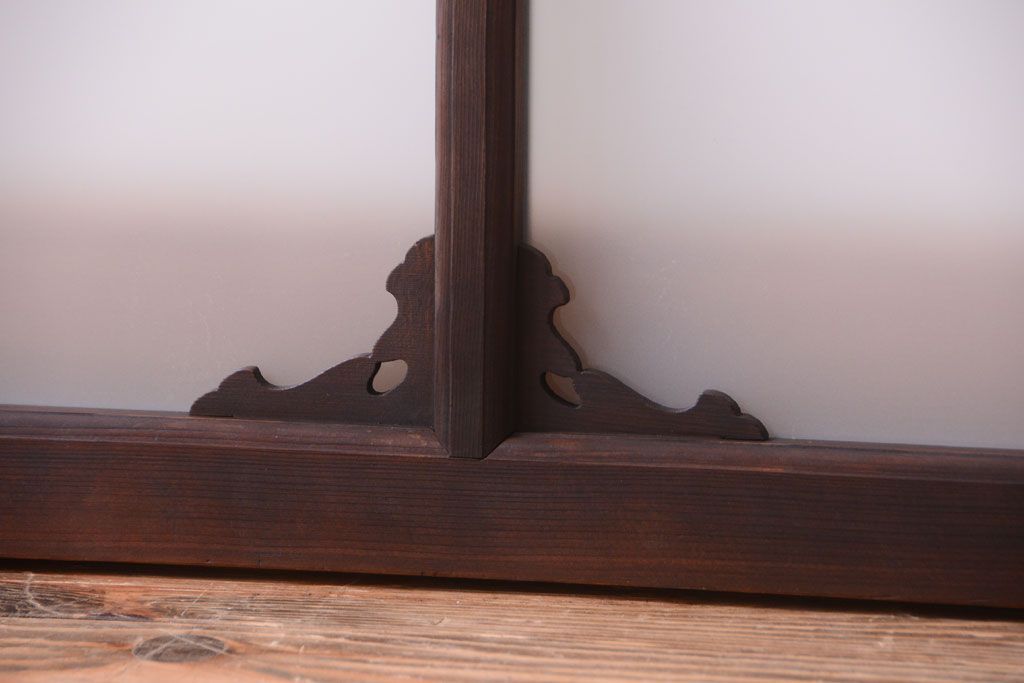 大正ロマン　すりガラス入り!上品な木製明り取り(2)