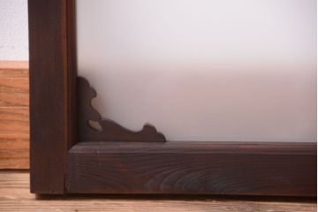 大正ロマン　すりガラス入り!上品な木製明り取り(2)