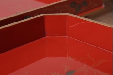 アンティーク雑貨　和製アンティーク　昭和十四年　輪島塗　桐蒔絵朱塗本膳3客セット