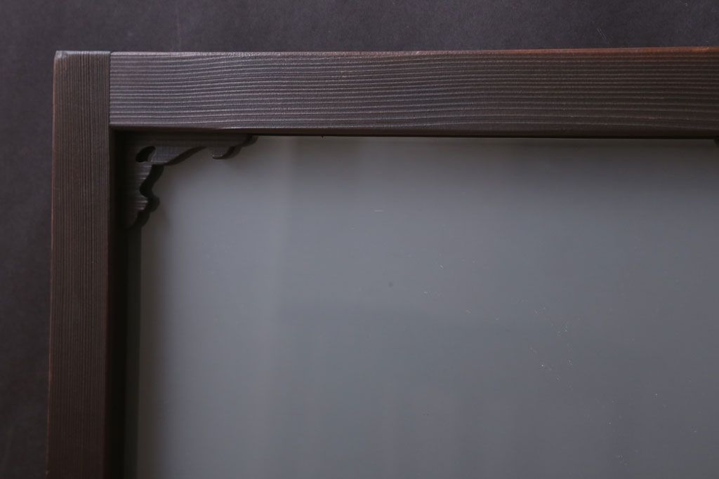 大正ロマン　すりガラス入り!上品な木製明り取り(3)