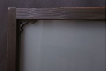 大正ロマン　すりガラス入り!上品な木製明り取り(3)