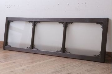 大正ロマン　すりガラス入り!上品な木製明り取り(3)