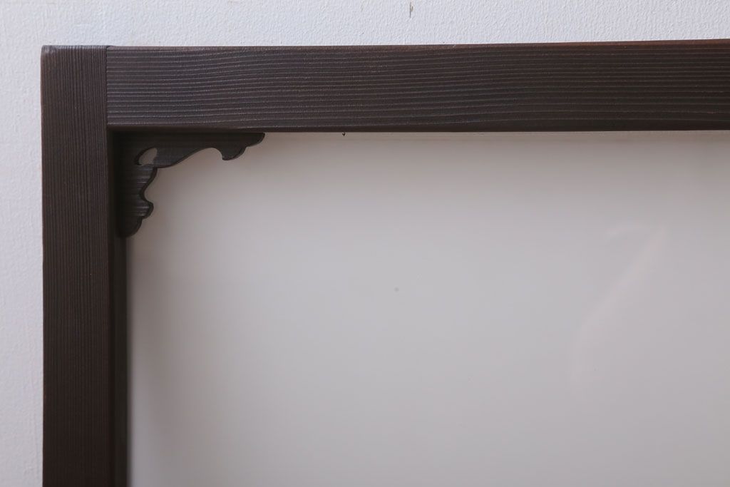 大正ロマン　すりガラス入り!上品な木製明り取り(3)