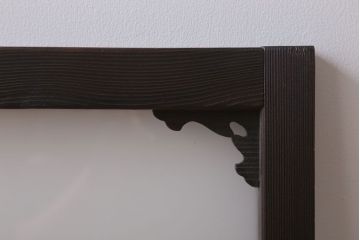 大正ロマン　すりガラス入り!上品な木製明り取り(3)