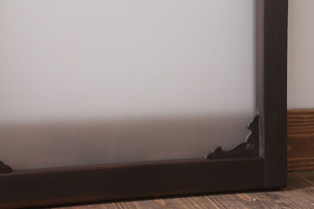 大正ロマン　すりガラス入り!上品な木製明り取り(3)