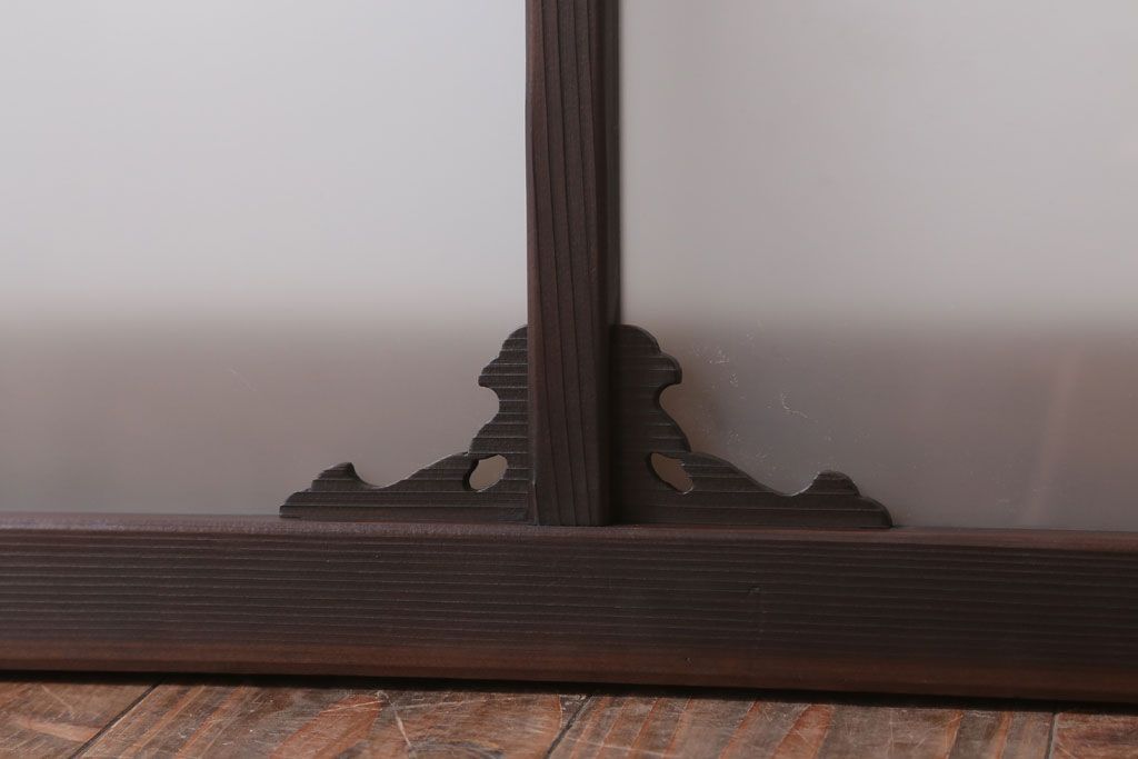 大正ロマン　すりガラス入り!上品な木製明り取り(3)