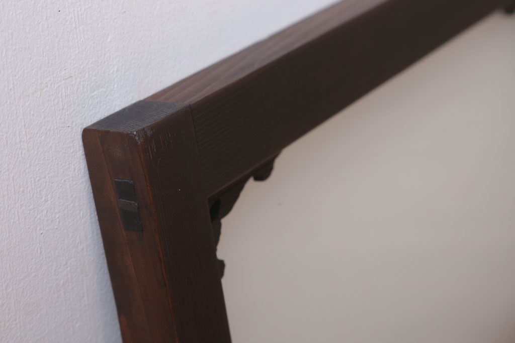 大正ロマン　すりガラス入り!上品な木製明り取り(3)