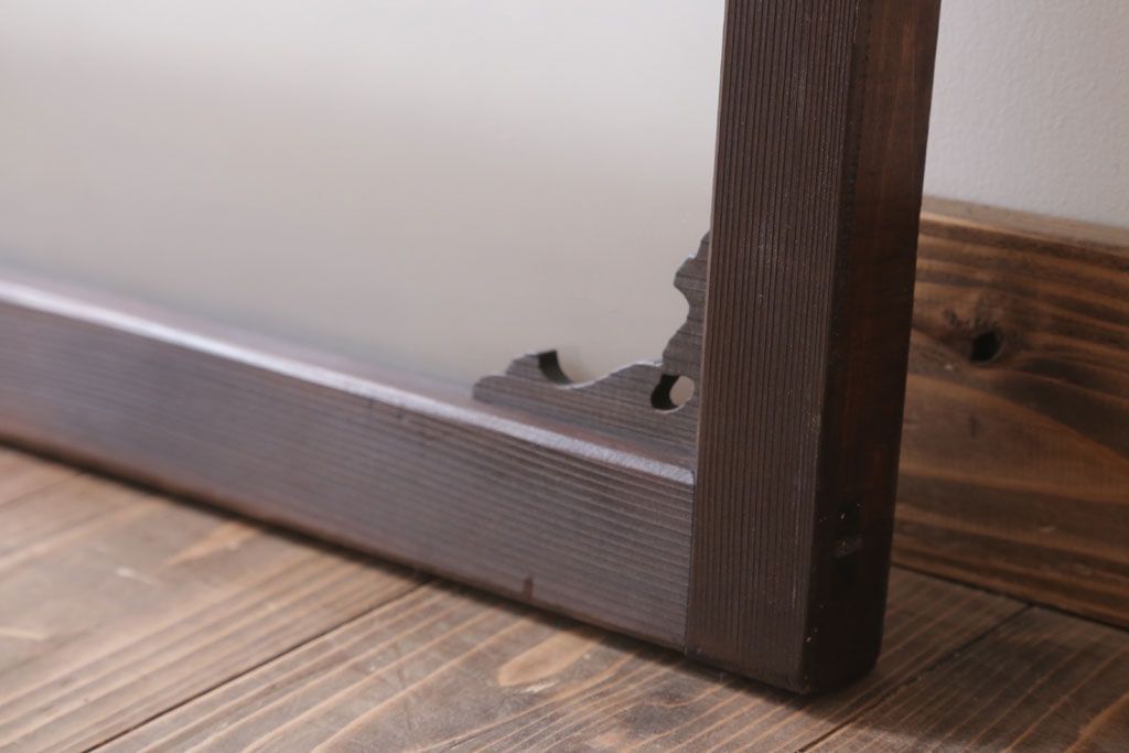 大正ロマン　すりガラス入り!上品な木製明り取り(3)