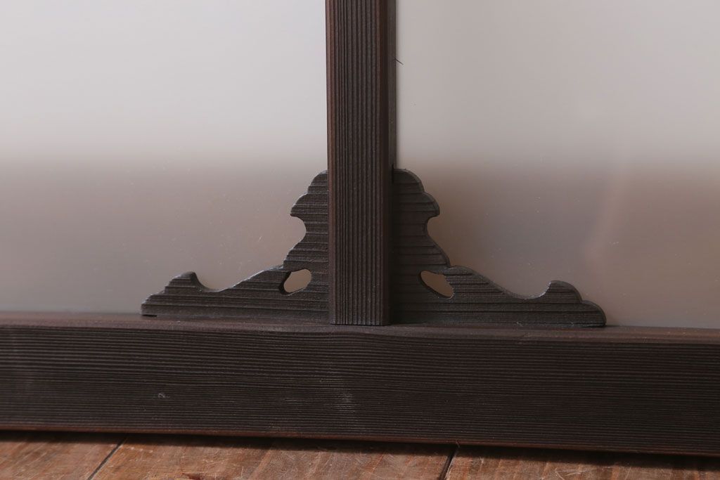 大正ロマン 上品な木製のすりガラス明り取り(1)