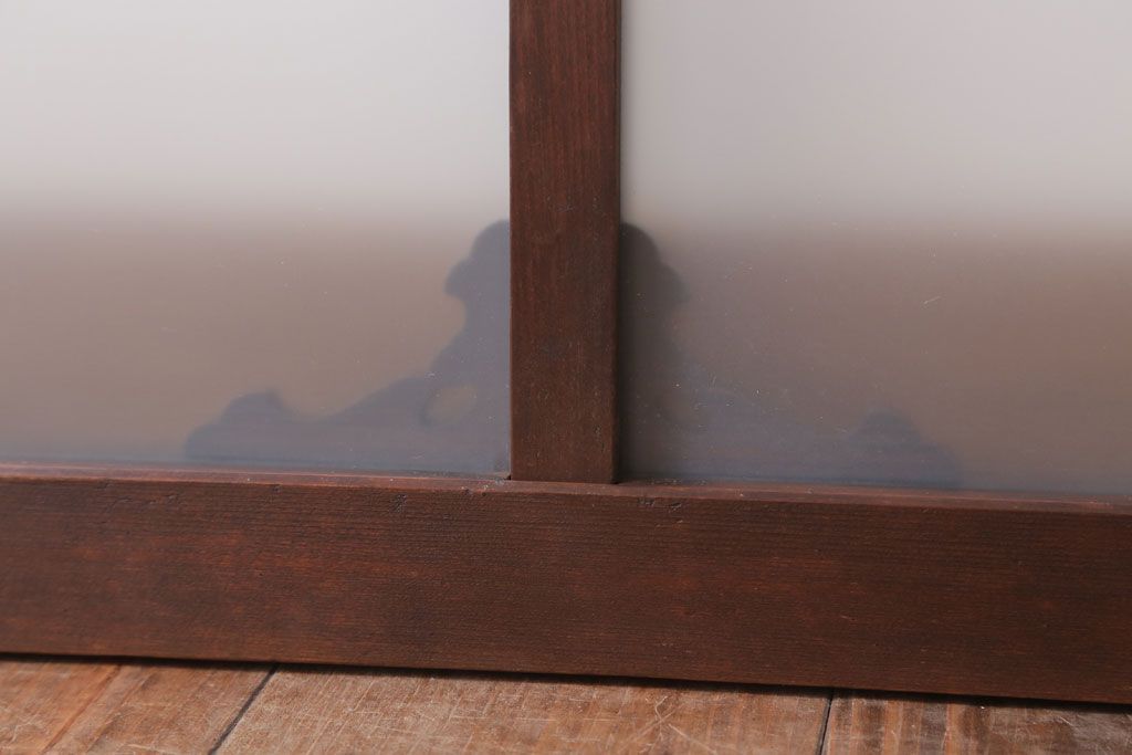 大正ロマン 上品な木製のすりガラス明り取り(1)