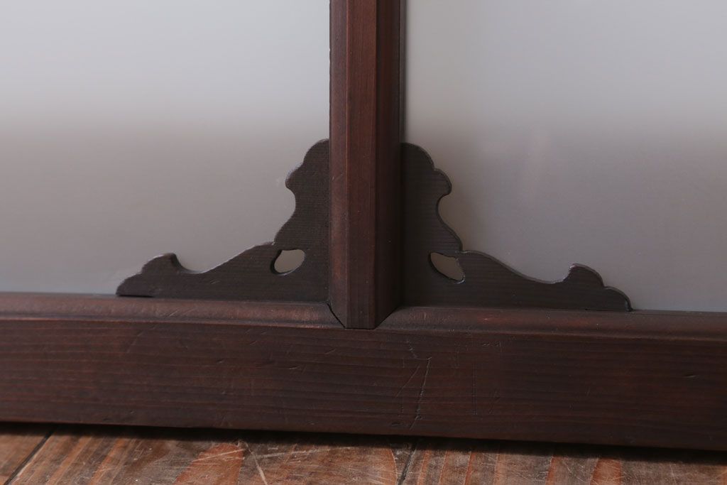 大正ロマン 上品な木製のすりガラス明り取り(2)