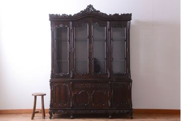 中古　黒檀製!優雅な高級キャビネット(食器棚・収納棚)(定価250万円)