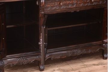 中古　黒檀製!優雅な高級キャビネット(食器棚・収納棚)(定価250万円)