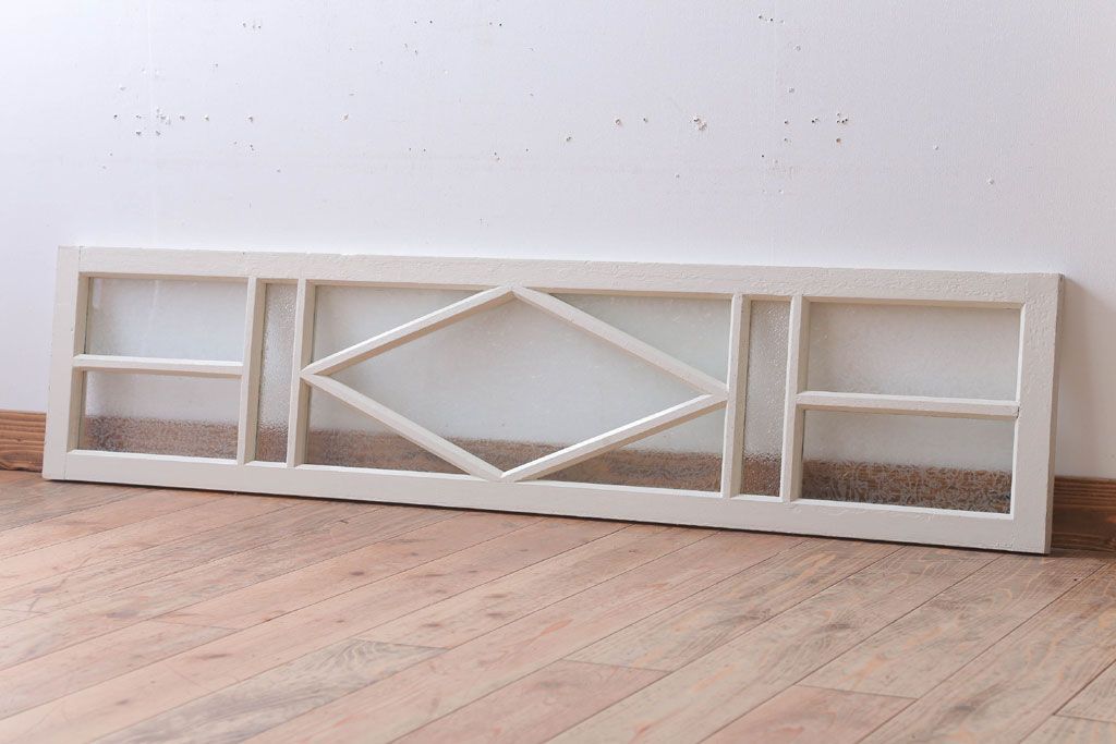 アンティーク　結霜・ダイヤガラス入り!ペイント明り取り